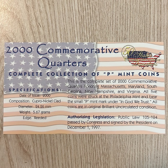 50 States Commemorative Quarters Philadelphia Mint Year 2000 - Picture 4 of 5